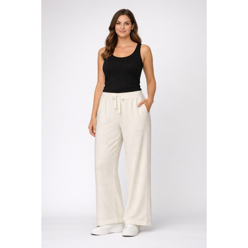 NEW Stars Above Women's S Pajama Pants Ivory Waffle Ankle Wide Leg New Size XL
